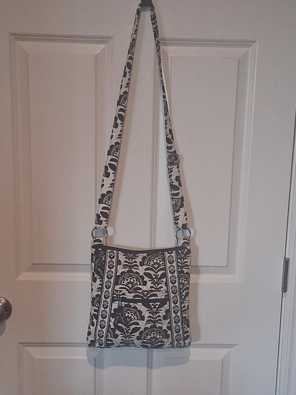 Vera Bradley Quilted Floral Crossbody Bag in Black & Cream